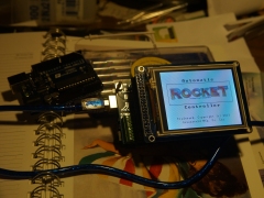 Arduino Mega2560 with custom prototype and LCD touchscreen shields at ARC startup screen