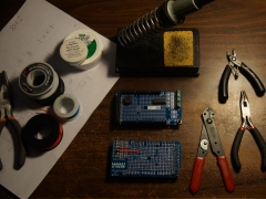 Workbench with assembled prototype shields